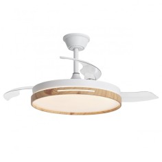 Ventilador blanco y madera retráctil barato