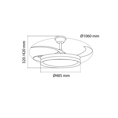 Ventilador de Techo Plata Doble Altura