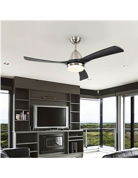 Ventilador Madera Schuller Negro Y Niquel