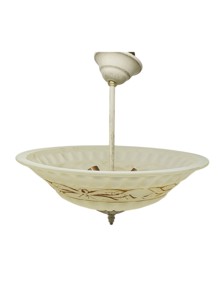 Lámpara Colgante Forja Crema Patina Oro