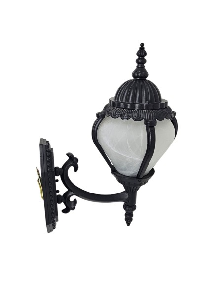 Aplique Negro Exterior Tulipa Blanca