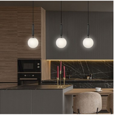 Lámpara de Techo Negro Bola Opal