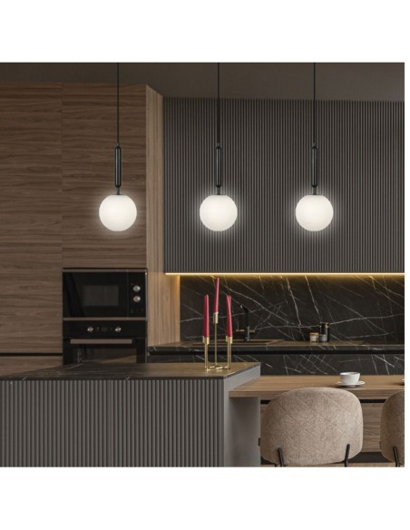 Lámpara de Techo Negro Bola Opal