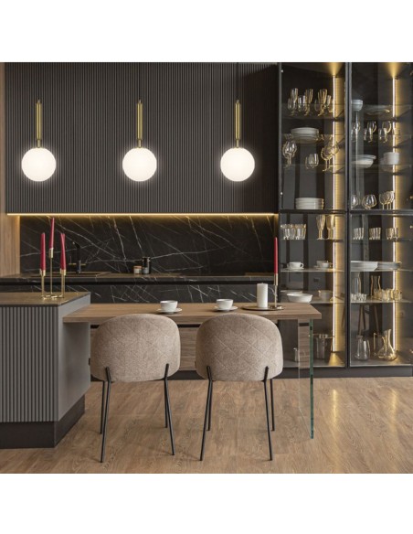 Lámpara colgante dorado con bola de cristal