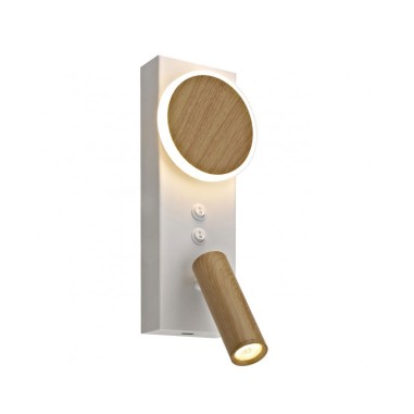 Apliques con lector led blanco y madera