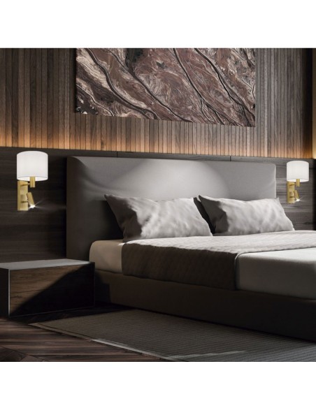 Aplique Cuero Dormitorio y Lector Pantalla Blanca