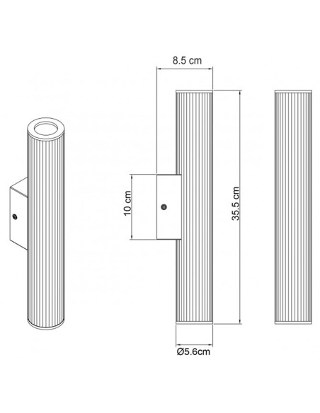 Aplique Exterior GU10 Luz Bidireccional Negro