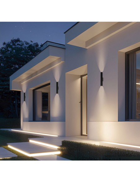 Aplique Exterior GU10 Luz Bidireccional Negro