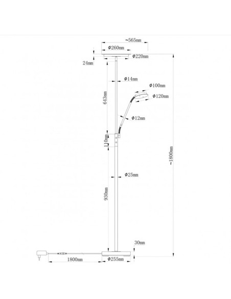 Lámpara de Pie Madera Negro con Lector e Intensidad Regulable