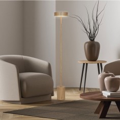 Lámpara de suelo led madera clara
