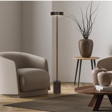 Lámpara de Pie Led Madera Oscura