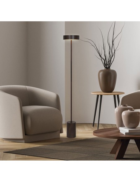 Lámpara de Pie Led Madera Oscura