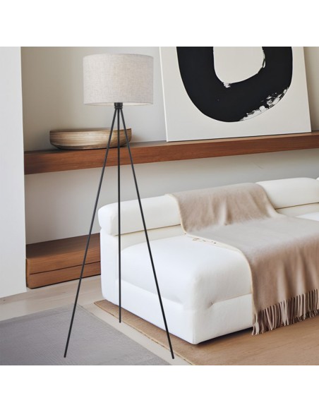 Lámpara de pie trípode negro