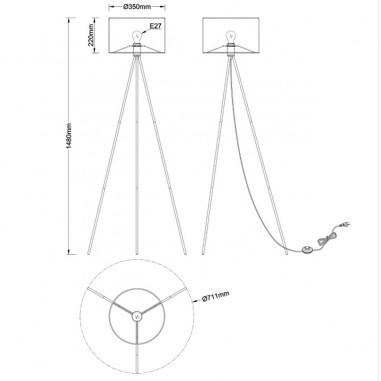 Lámpara de Suelo Negro con Pantalla Lino