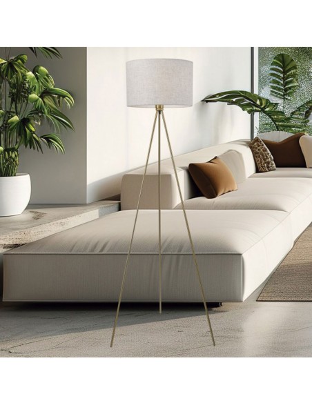 Lámpara de pie trípode latón barato