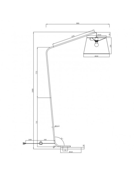 Lámpara de Pie Esquinera Negro con Pantalla Textil