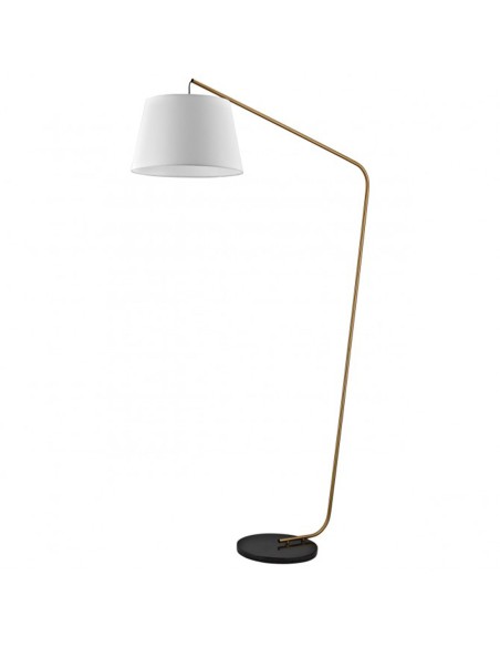 Lámpara de Pie de Salón Arco Cuero Pantalla Blanca