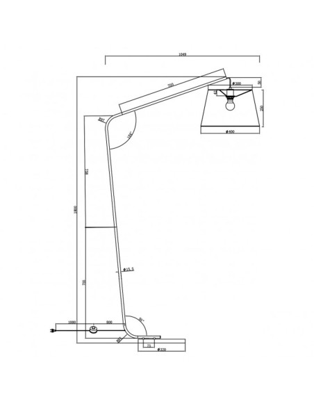 Lámpara de Pie de Salón Arco Cuero Pantalla Negra