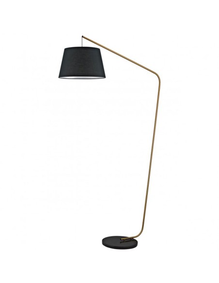 Lámpara de Pie de Salón Arco Cuero Pantalla Negra