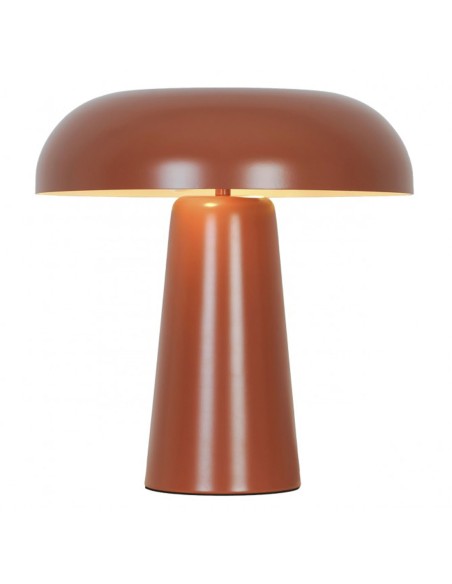 Lámpara de sobremesa roja.