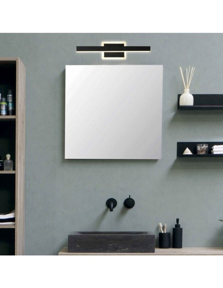 Aplique Espejo Negro con Luz en Frontal y Base