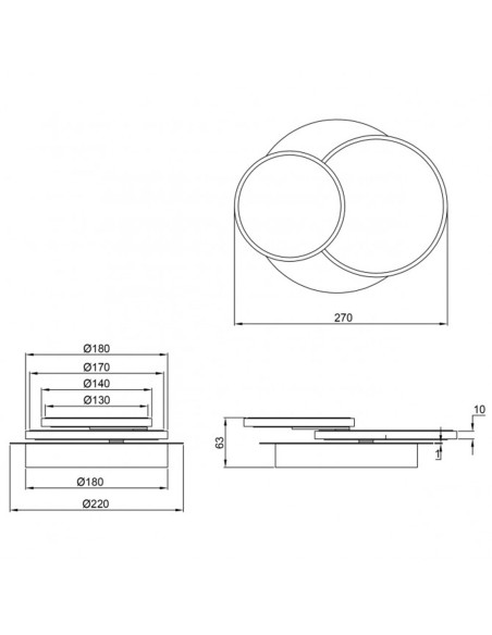 Aplique Led Latón con Círculos Regulables