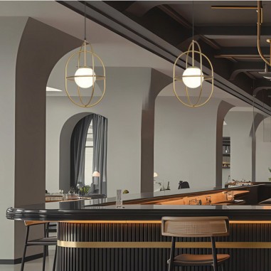 Lámpara Colgante Montura Oro Mate con...