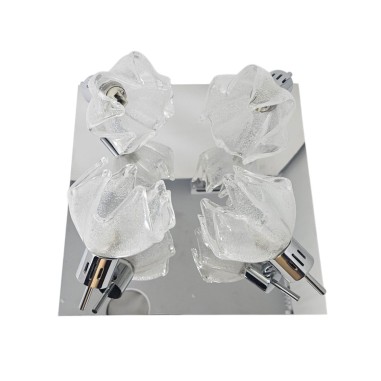 Plafón Cromo 4 Focos Tulipa Cristal