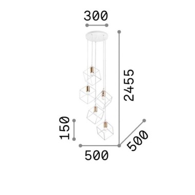 Lámpara Ice Varilla Negro con Cubos