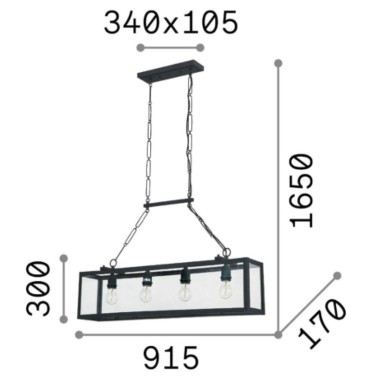 Lámpara Lineal 4 Luces Igor Negra