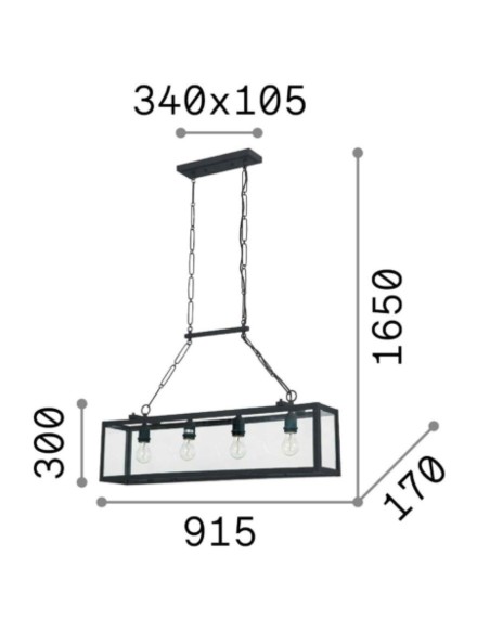 Lámpara Lineal 4 Luces Igor Negra