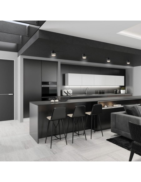 Plafón Superficie Negro con Aro Retroiluminado