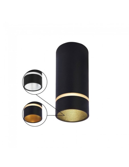 Plafón tubular negro GU10