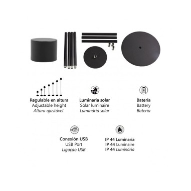 Sobremesa Convertible en Pie Solar Negro