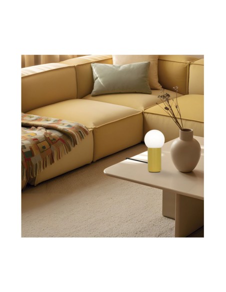 Lámpara Sobremesa Amarillo Bola de Cristal Opal