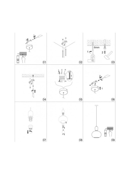 Lámpara Metal Terracota con Tulipa de Cristal Opal