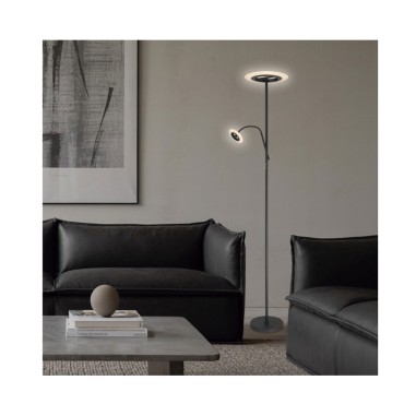 Lámpara de pie de salón negra con mando