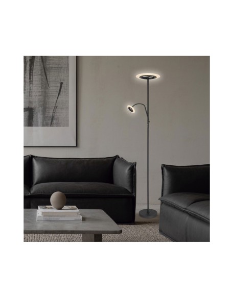 Lámpara de pie de salón negra con mando