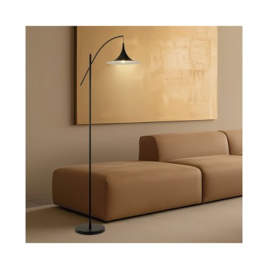 Lámpara de Pie Negro con Plato