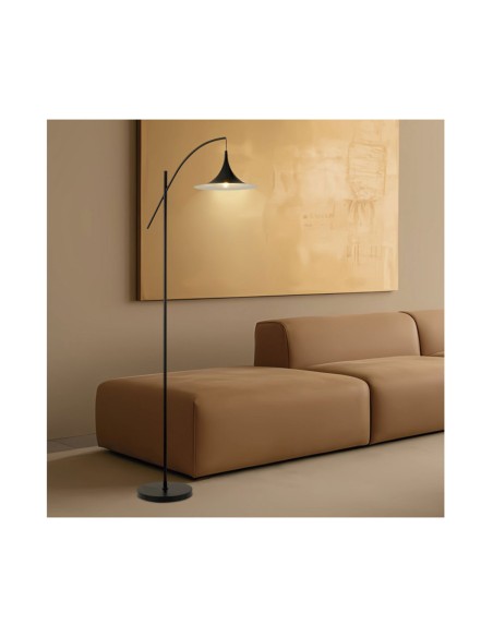 Lámpara de Pie Negro con Plato