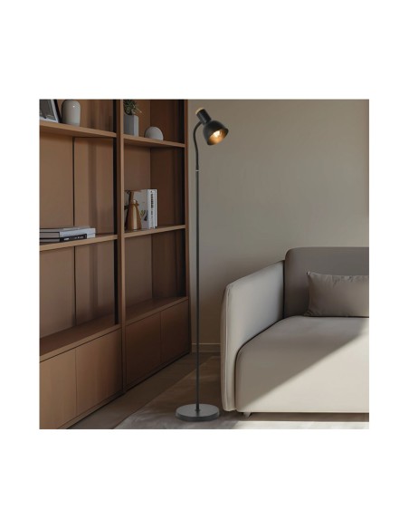 Dormitorio Lámpara de Pie Negra Madera Barata