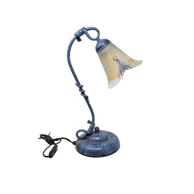 Lámpara para Mesita de Forja Patina Azul