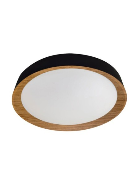 Plafón Led 40 CM Negro y Madera