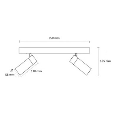 Outlet Regleta 2 Luces Negras
