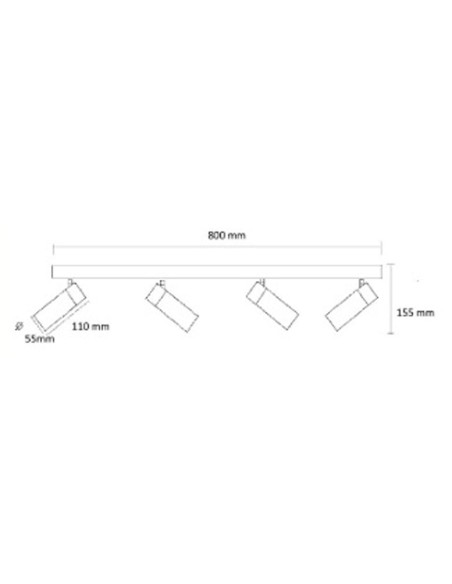 Regleta 4 Luces Negras Fabricación Nacional