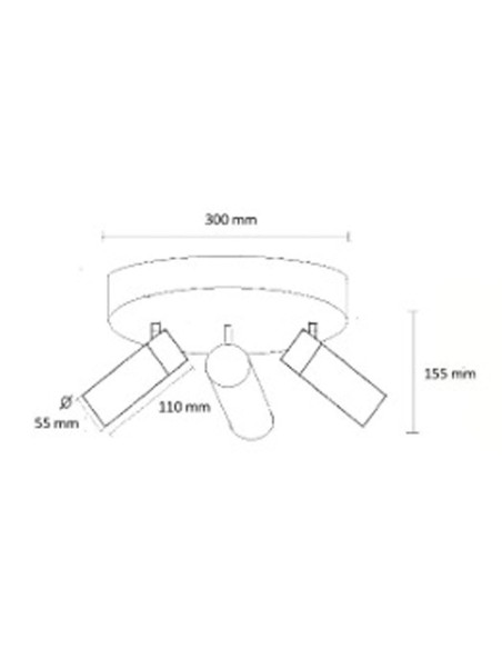 Plafón 3 Focos Orientables Blancos o Negros con Madera