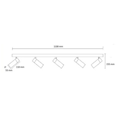 Regleta 5 Focos Orientables Blancas y...