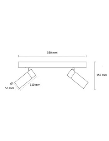 Outlet Regleta 2 Luces Negras con Madera