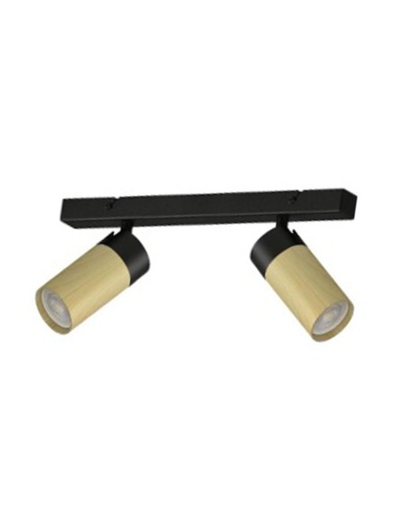 Outlet Regleta 2 Luces Negras con Madera