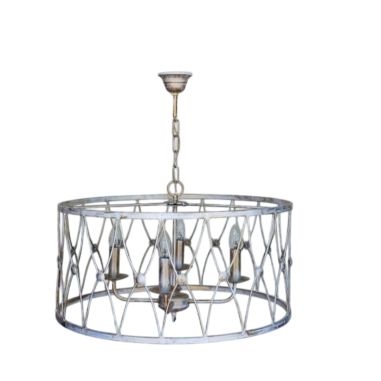 Farol Redondo Gótico Blanco-Oro